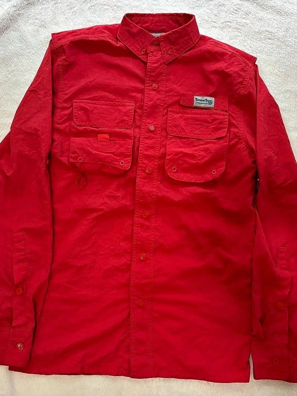 Banana Boat Women’s UPF 50+ Vented Long Sleeve Fishing Shirt Red Medium